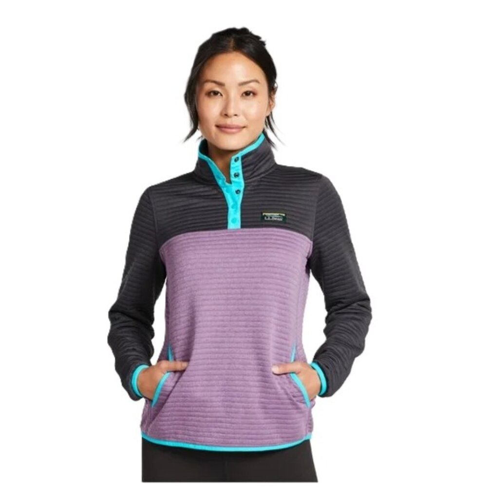 L.L.Bean Airlight Knit Pullover XS Colorblock Snap-T Lightweight Outdoor